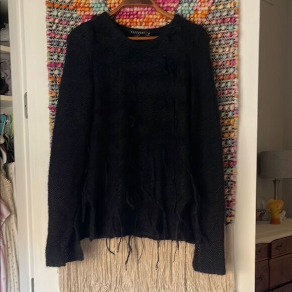 Zara Black Distressed Sweater - Picture 1 of 7